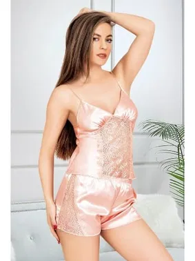 Miss Laris İnce Askılı Saten Kadın Şort Picama Takımı Miss Laris 3082