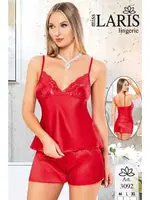 Kırmızı İnce Askılı Saten Şort Pijama Takımı Miss Laris 3092 Kırmızı