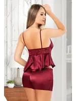 Dantelli Bordo Kadın Şort Pijama Takımı Miss Laris 3094 Bordo detay görünüm