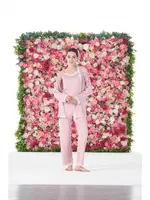 3lü Yazlık Desenli Sabahlıklı İp Askılı Likra Viskon Kadın Pijama Takımı 25193 Pudra detay görünüm