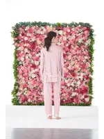 3lü Yazlık Desenli Sabahlıklı İp Askılı Likra Viskon Kadın Pijama Takımı 25193 Pudra görsel 5