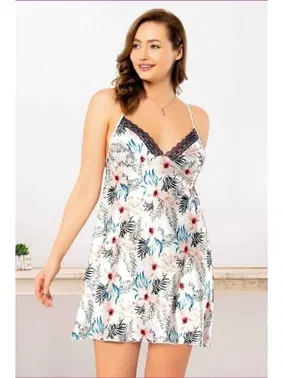Miss Laris Çiçekli Çapraz Askılı Büyük Beden Fantazi Gecelik Miss Laris 4011