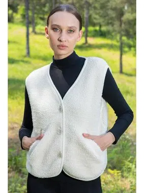 Vienetta Cepli V Yaka Düğmeli Kadın Yelek Vienetta 405116