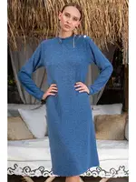 Omuz Düğme Aksesuarlı Lacivert Uzun Kadın Elbise Vienetta 405163 Lacivert