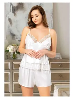 Miss Laris Dantelli Büyük Beden Şort Pijama Takımı Miss Laris 4223 - Alternatif Görünüm
