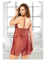 Önden Yırtmaçlı Büyük Beden Fantazi Gecelik Miss Laris 4407 Bordo detay görünüm