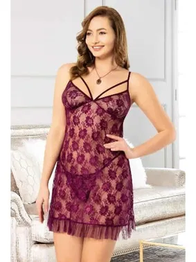 Miss Laris Kısa Askılı Büyük Beden Erotilk Gecelik Miss Laris 4411