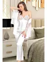 Tüllü Saten Kadın Sabahlık Pijama Takımı Miss Laris 5036