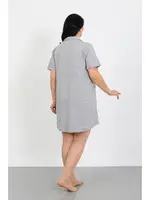 Düğmeli Büyük Beden Penye Gri Tunik Gecelik Akbeniz 1025 Gri farklı açı