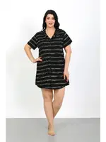 Siyah Gömlek Yaka Büyük Beden Düğmeli Tunik Gecelik Akbeniz 1033 Siyah görsel 4