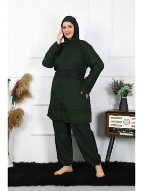 Akbeniz Büyük Beden Lastikli Tesettür Kadın Mayo Akbeniz 55015