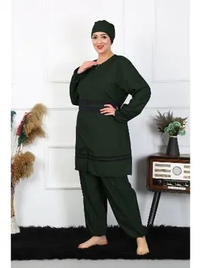 Akbeniz Büyük Beden Lastikli Tesettür Kadın Mayo Akbeniz 55015 - Alternatif Görünüm