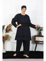 Lacivert Büyük Beden Kadın Tesettür Mayo Akbeniz 55015 Lacivert görsel 4