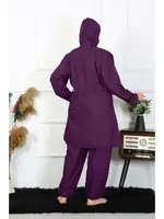 Ayarlanabilir Lastikli Büyük Beden Tesettür Mayo Mor Akbeniz 55015 Mor farklı açı