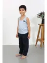 Sıfır Kol Erkek Çocuk Penye Pijama Takım Mavi Akbeniz 20439