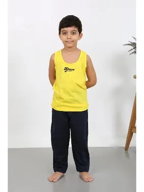 Akbeniz Erkek Çocuk Sıfır Kol Penye Pijama Takım Sarı Akbeniz 20439 - Alternatif Görünüm