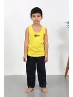Erkek Çocuk Sıfır Kol Penye Pijama Takım Sarı Akbeniz 20439 farklı açı