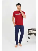 Erkek Pamuk Kısa Kol Pijama Takım Bordo Akbeniz 6875 Bordo