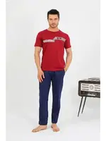 Erkek Pamuk Kısa Kol Pijama Takım Bordo Akbeniz 6875 Bordo görsel 4
