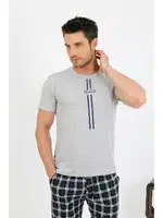 Erkek Pamuk Kısa Kol Pijama Takım Gri Akbeniz 6875 Gri