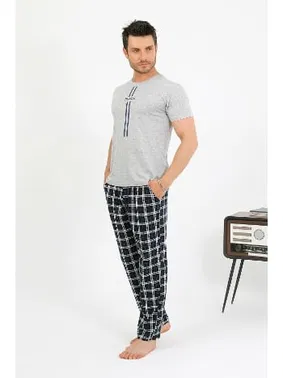 Akbeniz Erkek Pamuk Kısa Kol Pijama Takım Gri Akbeniz 6875 - Alternatif Görünüm