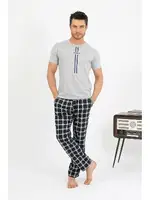 Erkek Pamuk Kısa Kol Pijama Takım Gri Akbeniz 6875 Gri farklı açı