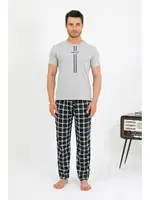 Erkek Pamuk Kısa Kol Pijama Takım Gri Akbeniz 6875 Gri görsel 4