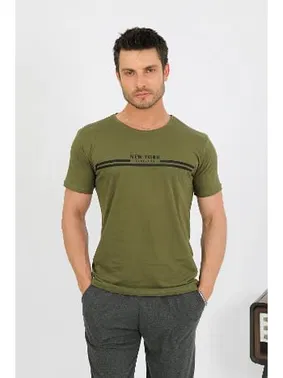 Akbeniz Erkek Pamuk Kısa Kol Pijama Takım Haki Akbeniz 6875 - Alternatif Görünüm