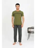 Erkek Pamuk Kısa Kol Pijama Takım Haki Akbeniz 6875 Haki görsel 4