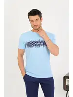 Erkek Pamuk Kısa Kol Pijama Takım Mavi Akbeniz 6875 Mavi detay görünüm