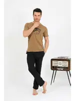 Erkek Pamuk Kısa Kol Pijama Takım Vizon Akbeniz 6875 Vizon görsel 4