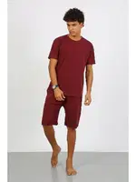 Bordo Pamuklu Alt Üst Kaprili Pijama Takım Bordo Akbeniz 6872 Bordo detay görünüm