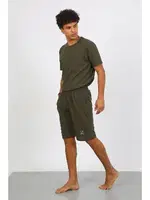 Kısa Kolu Erkek Pamuk Alt Üst Kaprili Pijama Takım Haki Akbeniz Akbeniz 6872 Haki görsel 4