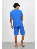 Pamuk Lakost Alt Üst Kaprili Erkek Pijama Takım Akbeniz 6872 Saks görsel 4