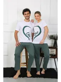 Akbeniz Pamuk Sevgili Kombini Erkek Pijama Takımı Beyaz Akbeniz 50127 