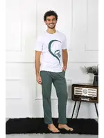 Pamuk Sevgili Kombini Erkek Pijama Takımı Beyaz Akbeniz 50127  Beyaz detay görünüm