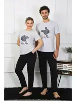 Pamuklu Sevgili Kombini Erkek Pijama Takımı Gri Akbeniz 50126  gri erkek