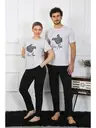 Pamuklu Sevgili Kombini Erkek Pijama Takımı Gri Akbeniz 50126 
