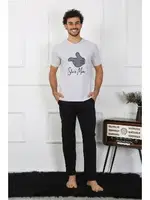 Pamuklu Sevgili Kombini Erkek Pijama Takımı Gri Akbeniz 50126  gri erkek detay görünüm