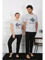 Pamuklu Sevgili Kombini Erkek Pijama Takımı Gri Akbeniz 50126  gri erkek farklı açı