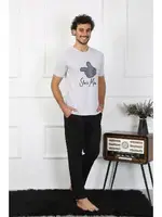 Pamuklu Sevgili Kombini Erkek Pijama Takımı Gri Akbeniz 50126  gri erkek görsel 4