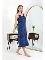 İp Askılı Uzun Yırtmaçlı Penye Gecelik Akbeniz 90130 Lacivert farklı açı