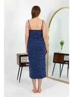 İp Askılı Uzun Yırtmaçlı Penye Gecelik Akbeniz 90130 Lacivert görsel 4