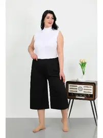 Akbeniz Büyük Beden Bürümcük Kadın Kapri Akbeniz 27561