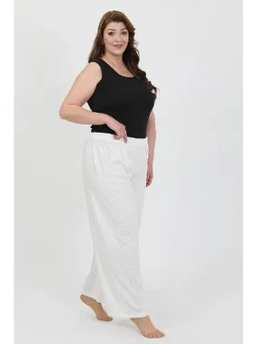 Akbeniz Beyaz Büyük Beden Kadın Bürümcük Pantolon Akbeniz 210076 - Alternatif Görünüm