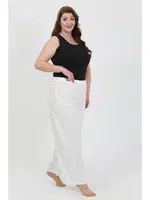 Beyaz Büyük Beden Kadın Bürümcük Pantolon Akbeniz 210076 Beyaz detay görünüm
