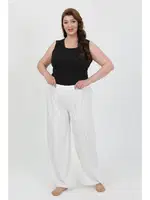 Beyaz Büyük Beden Kadın Bürümcük Pantolon Akbeniz 210076 Beyaz görsel 4