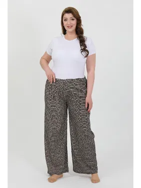 Akbeniz Kareli Büyük Beden Bürümcük Kadın Pantolon Akbeniz 210076