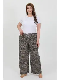 Akbeniz Kareli Büyük Beden Bürümcük Kadın Pantolon Akbeniz 210076