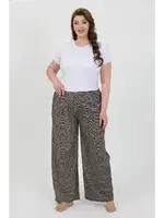 Kareli Büyük Beden Bürümcük Kadın Pantolon Akbeniz 210076 Kahve